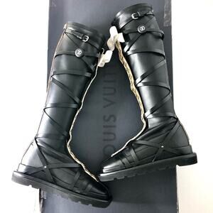 NIB Louis Vuitton Fornasetti A/W 2021 Runway LV Monogram Knee High Boots 37